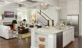 Interior of studio in cottage in Craftsman style.