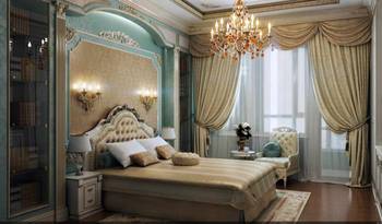 Beautiful example of bedroom in house in empire style.