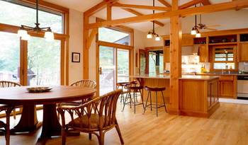 Design of kitchen in cottage in Craftsman style.