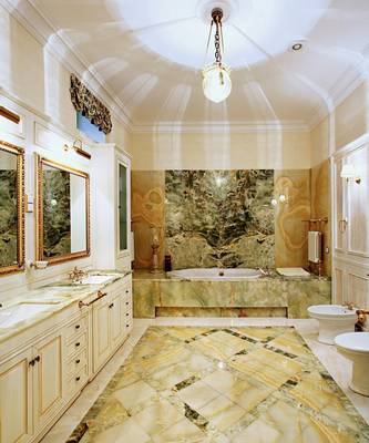 Bathroom design in cottage in empire style.