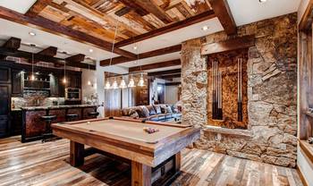 Design of gym in cottage in Chalet style.