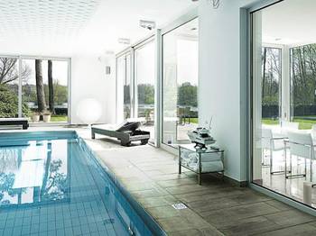 Option of pool in private house in contemporary style.