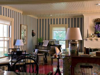 Classic Interior with Striped Wall Treatment and Traditional American Elements