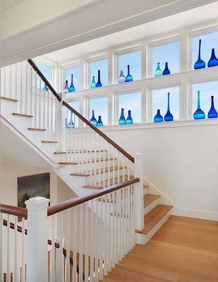 Interior design of stairs in private house in Mediterranean style.