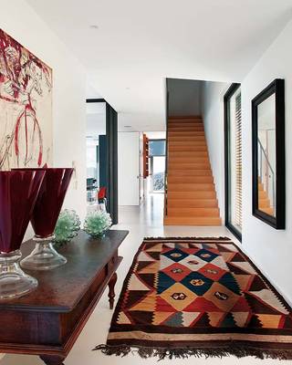 Stairs interior in private house in ethnic style.