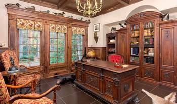 Photo of home office in house in colonial style.