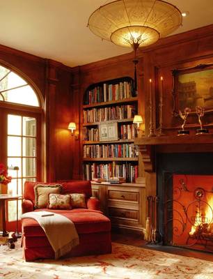 Beautiful interior of library in country house.