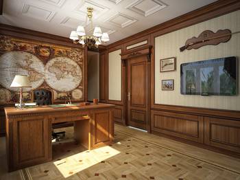 Home office interior in private house in renaissance style.