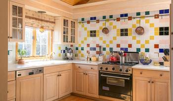 Beautiful interior of kitchen in country house.