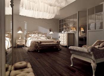 Beautiful example of bedroom in private house in empire style.