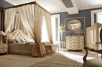 Bedroom interior in private house in empire style.