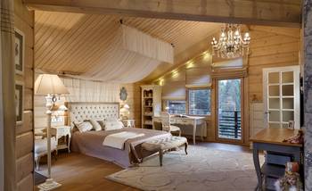 Design of bedroom in private house in empire style.