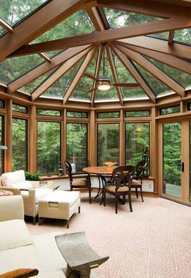 Option of veranda in cottage in contemporary style.