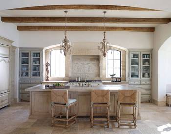 Kitchen design in cottage in renaissance style.