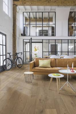 Modern loft with industrial elements: a two-level space with glass partitions