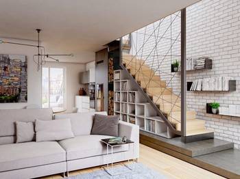 Modern Minimalism: Integration of Staircase and Storage Systems in Open Space