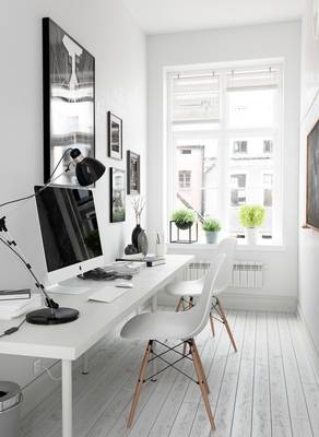 Photo of home office in private house in contemporary style.