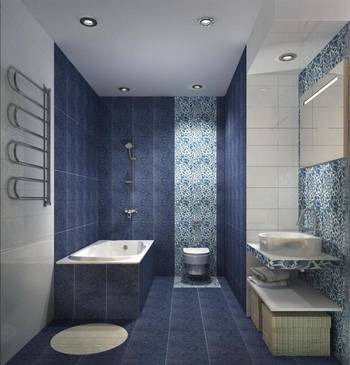 Elegant Blue Bathroom: Contrasting Harmony in Modern Interior Design