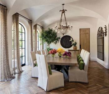 Dining room in country house in Mediterranean style.