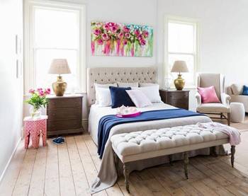 Bedroom interior in cottage in renaissance style.