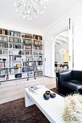Library interior in private house in contemporary style.