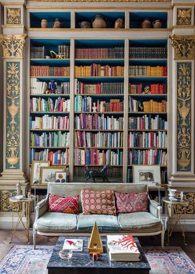 Library in country house in empire style.