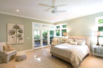 Light-filled Bedroom with French Doors: A Harmony of Nature and Comfort in a Country House