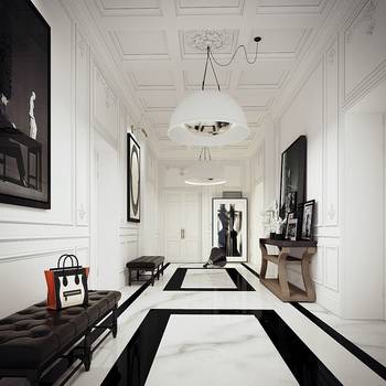 Hallway in house in Art Deco style.