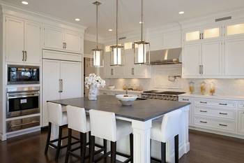 Design of kitchen in house in Craftsman style.