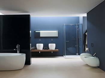 Elegant Blue Minimalist Bathroom