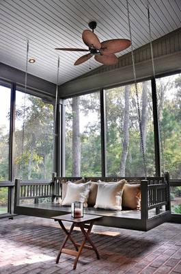 Interior design of veranda in house in artistic style.