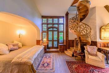 Photo of bedroom in private house in Art Nouveau style.