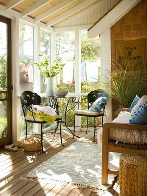 Option of veranda in cottage in scandinavian style.