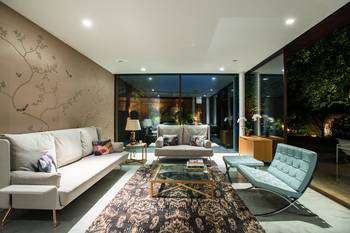 Veranda design in private house in contemporary style.