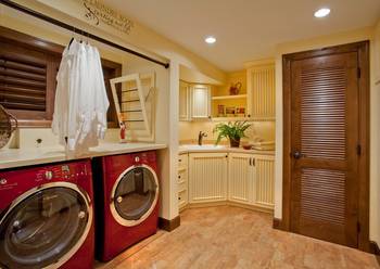 Interior design of laundry in house in artistic style.