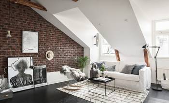 Option of attic in private house in loft style.