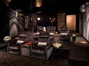 Elegant Home Theater in Dark Luxury Style: Perfect Combination of Comfort and Prestige