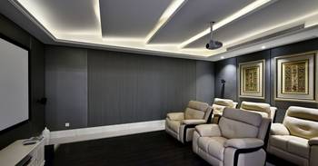 Interior design of theater in cottage in contemporary style.