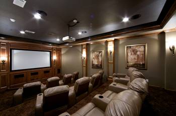Option of theater in private house in artistic style.