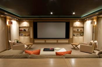 Option of theater in cottage in artistic style.