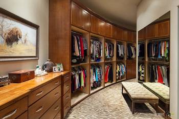 Interior design of wardrobe in country house in colonial style.