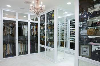 Design of wardrobe in country house in contemporary style.