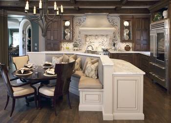 Option of kitchen in private house in colonial style.