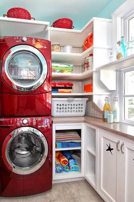 Beautiful example of laundry in house in fusion style.