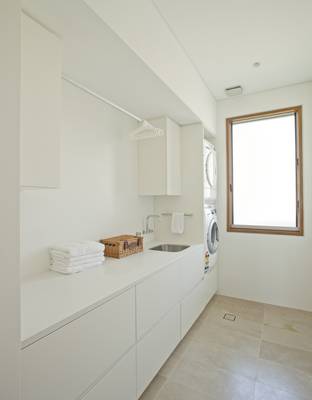 Design of laundry in private house in contemporary style.