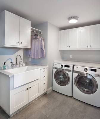 Design of laundry in house in contemporary style.