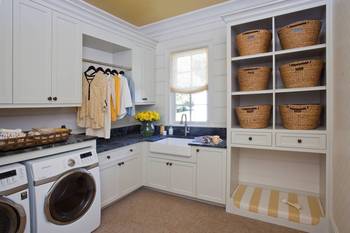 Option of laundry in house in scandinavian style.
