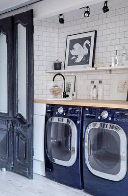 Laundry in country house in loft style.