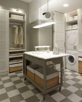 Laundry in cottage in contemporary style.