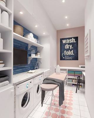 Laundry in house in artistic style.